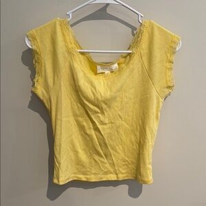 Apostrophe Yellow Flutter Sleeve Crop Blouse
